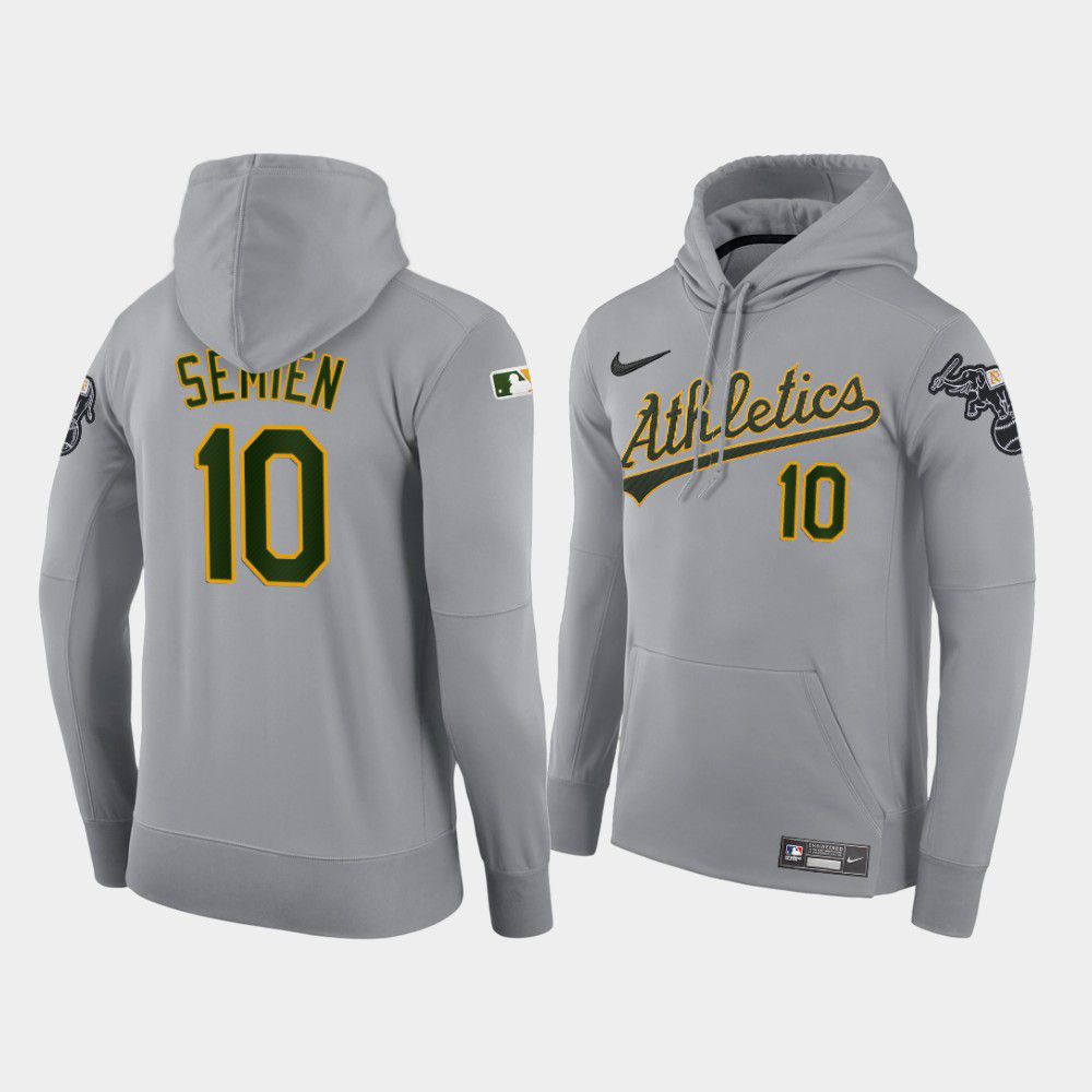 Men Oakland Athletics #10 Semien gray road hoodie 2021 MLB Nike Jerseys->boston red sox->MLB Jersey